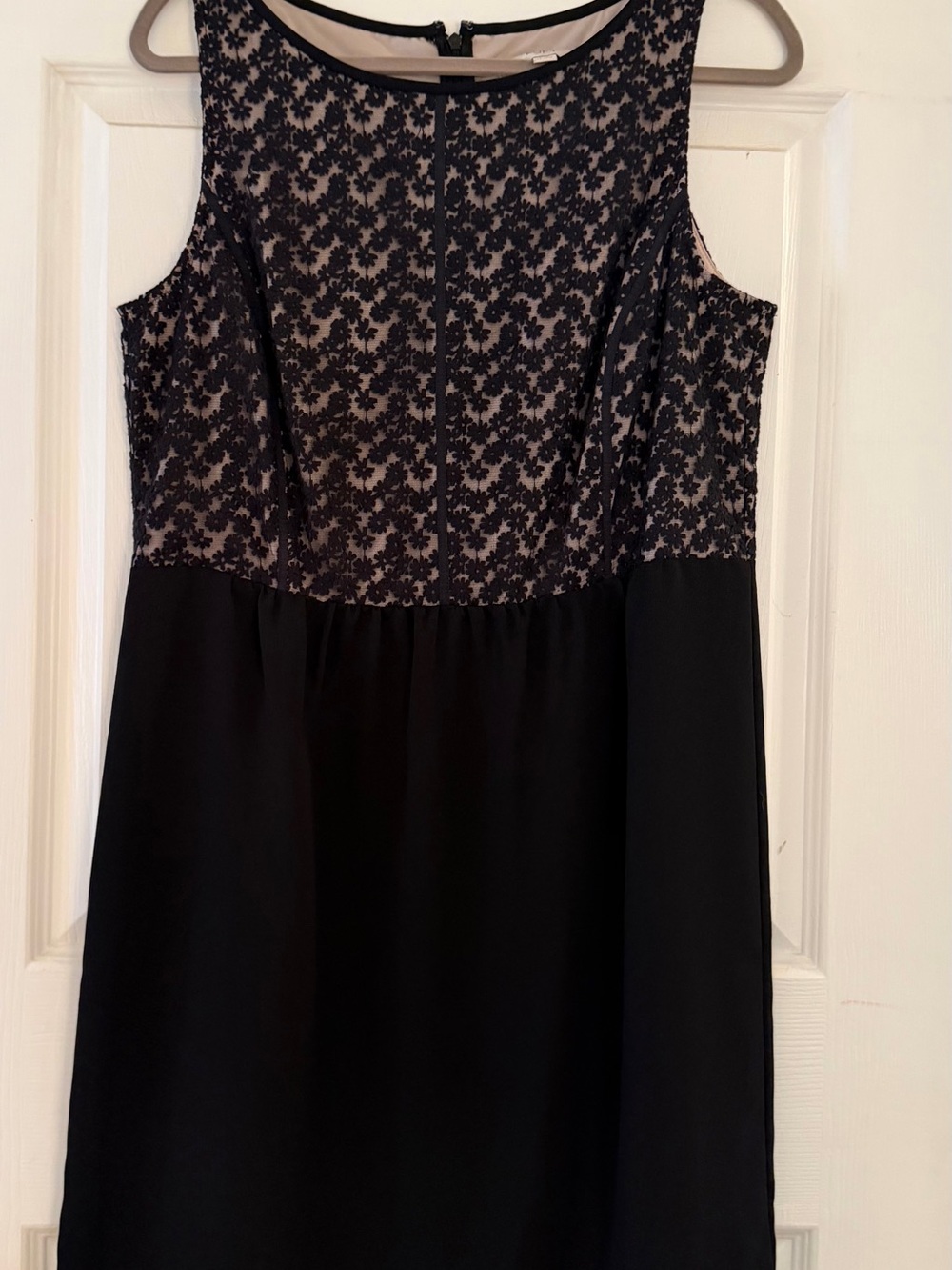 LOFT Black and Nude Lace Bodice Mini Dress